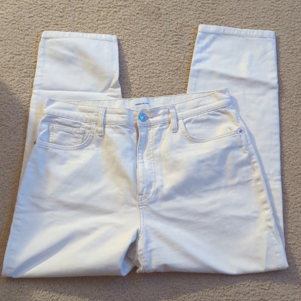Current Elliot White Straight Leg Jeans
